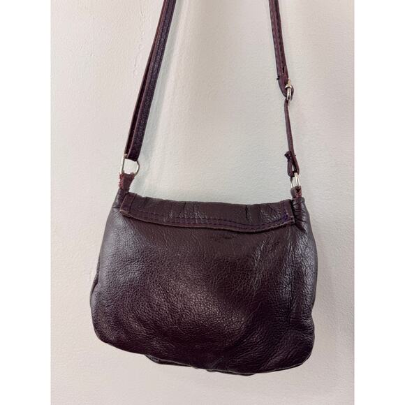 VTG Lavorazione Artigianale Handbag Deep Purple Eggplant Italian Leather Bow Bag - Picture 4 of 8
